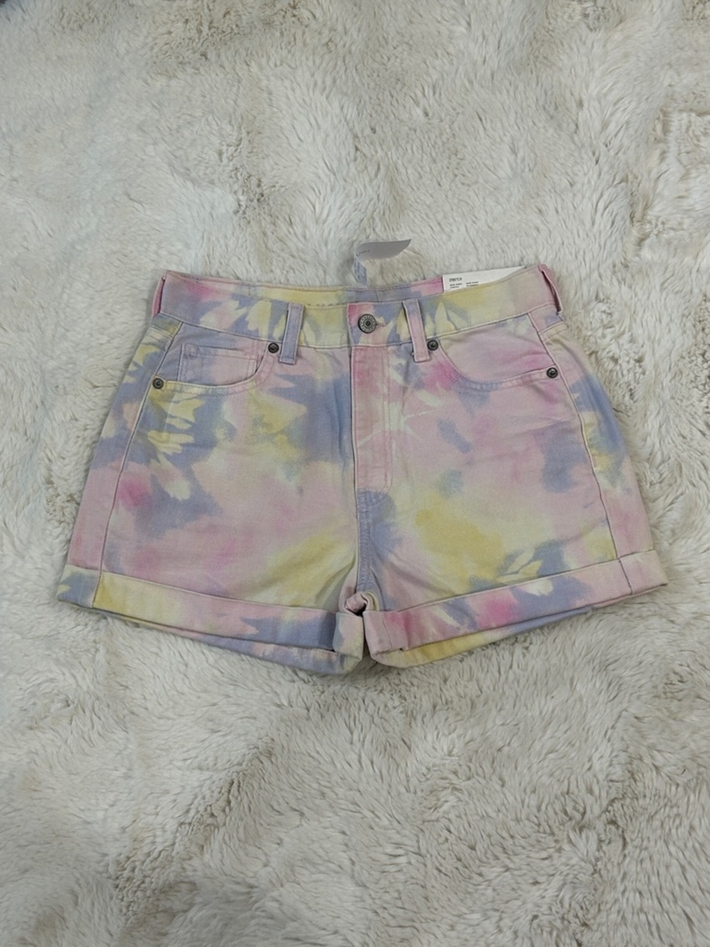 American Eagle Outfitters Pastel Tie-Dye Jean Shorts - Pink, Yellow, Blue
